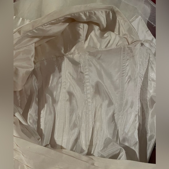 Ivory Wedding Dress 8 Silk 1 Shoulder Pleats Front & Back Sides Designer NWT - Picture 13 of 15